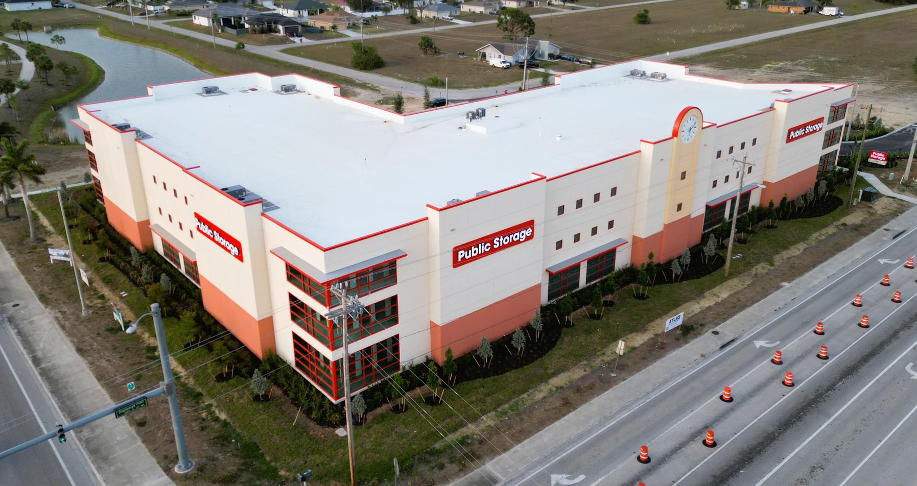 Three-story tilt-wall self-storage facility constructed by Atlas Building Company in Cape Coral, Florida